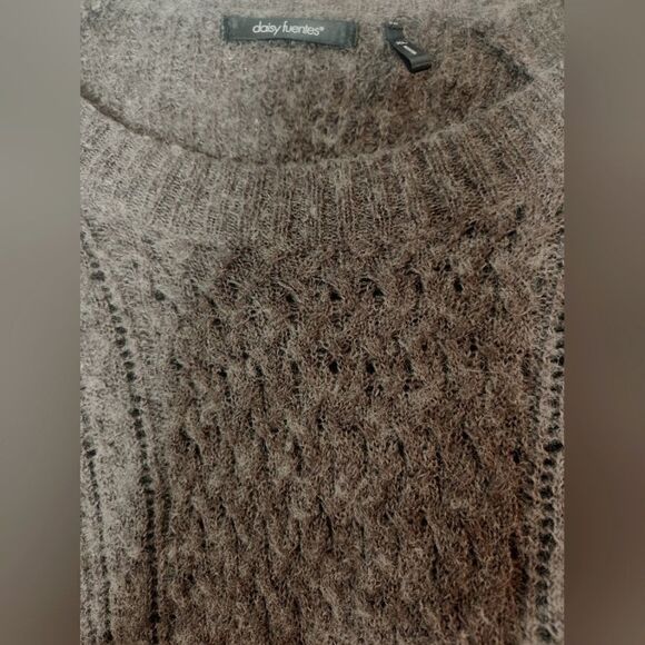 Daisy Fuentes XL Charcoal Heater WOOLBlend Knitted Lngslv Women's Sweater Poncho - Picture 5 of 8